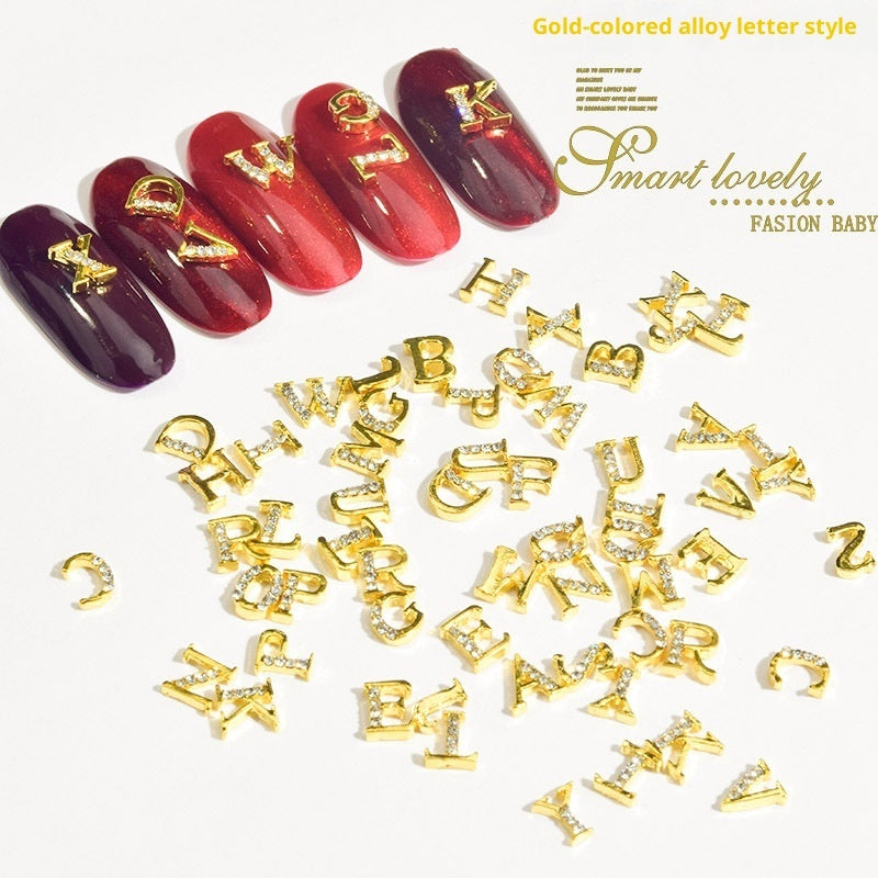 Cooc 26 Letter Alloy Nail Ornament Nail Crystal
