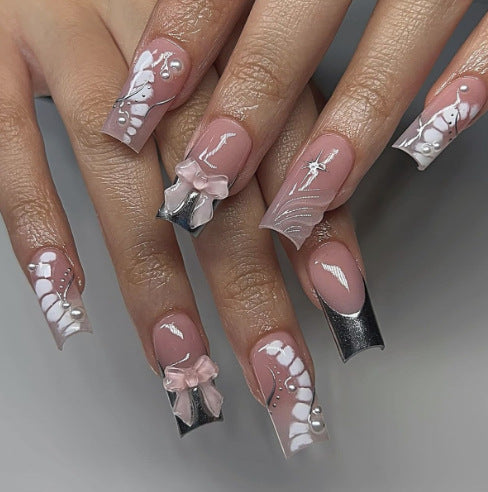 Wear Nail Tip High-grade Purple French Butterfly Black Edge Nail Sticker Nail Stickers