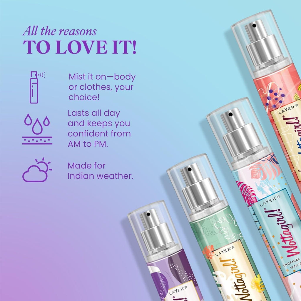 Layer'r Wottagirl Wood Body Splash Spray For Women (25ML) Pack of 4