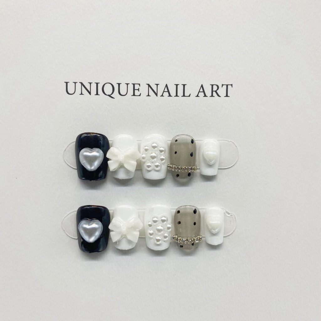 Black And White Cute Women's Handmade Nail Patch