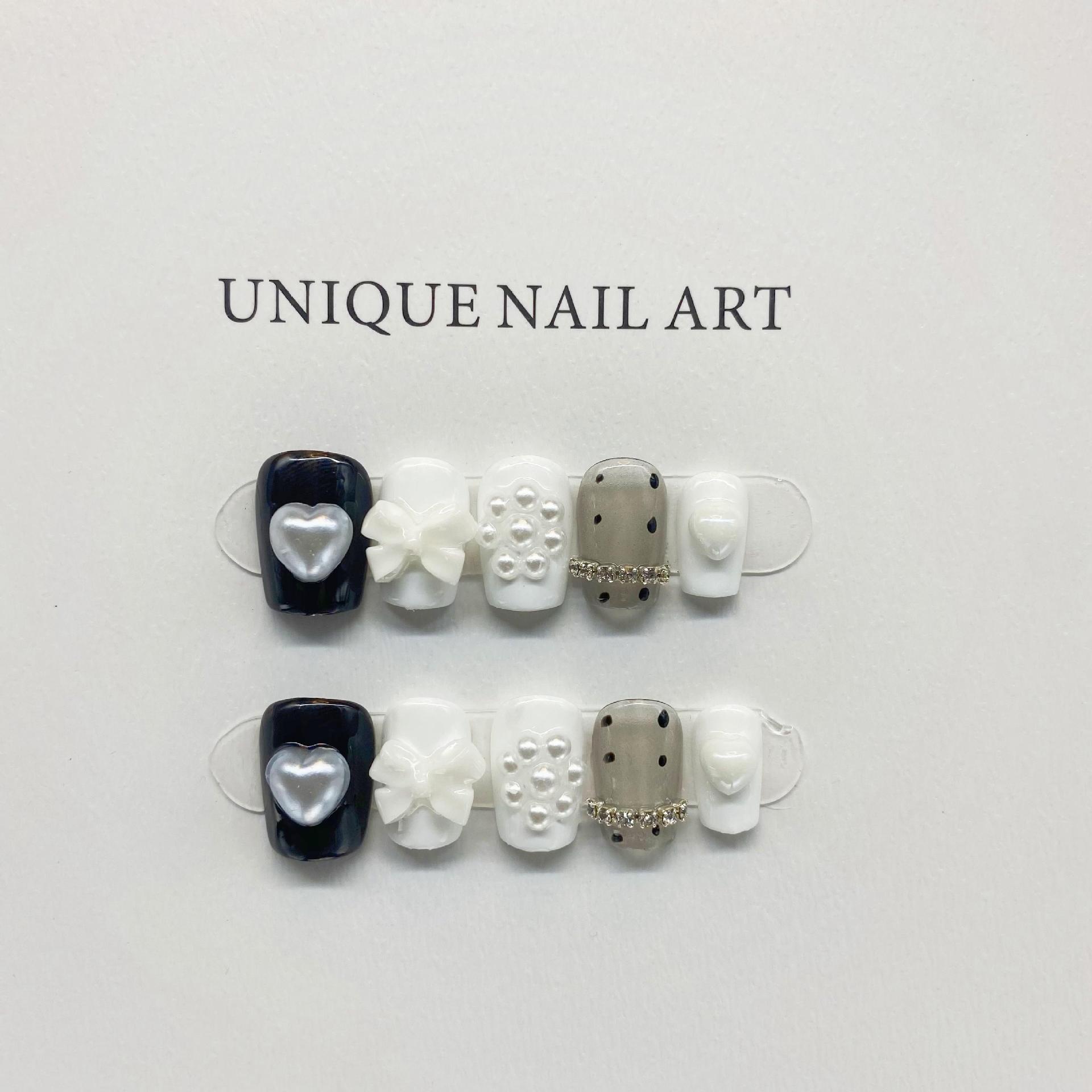 Black And White Cute Women's Handmade Nail Patch