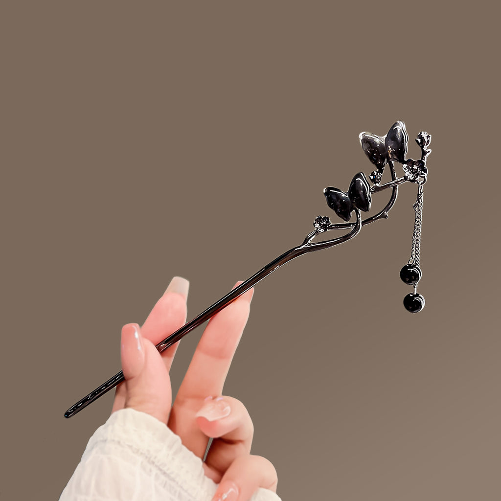 Four Seasons National Style Green Leaf Tassel Ancient Style Han Chinese Clothing Hairpin