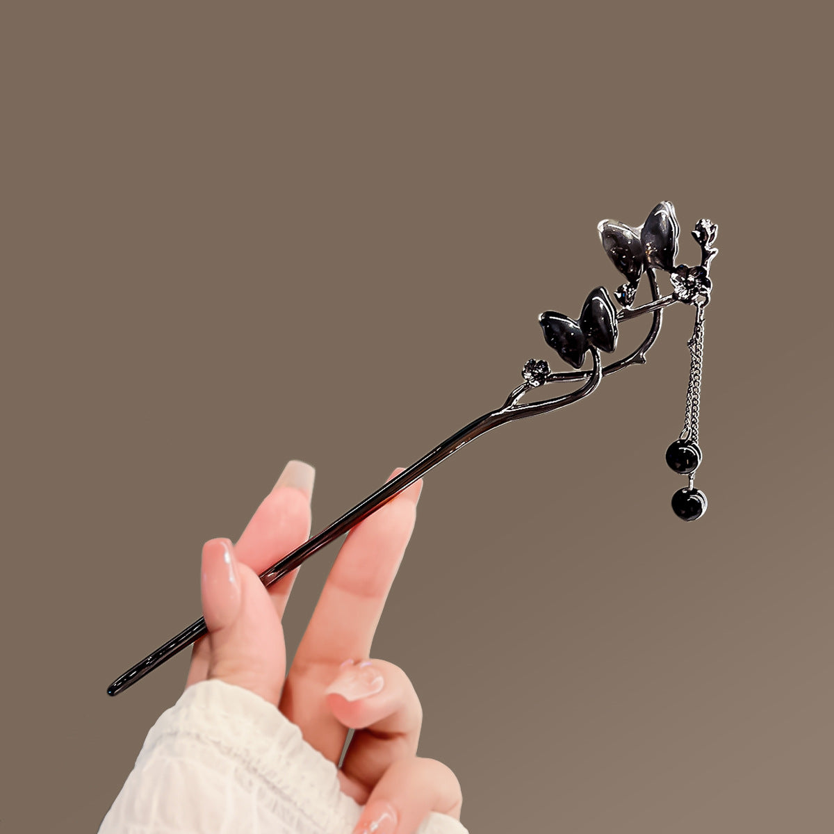 Four Seasons National Style Green Leaf Tassel Ancient Style Han Chinese Clothing Hairpin