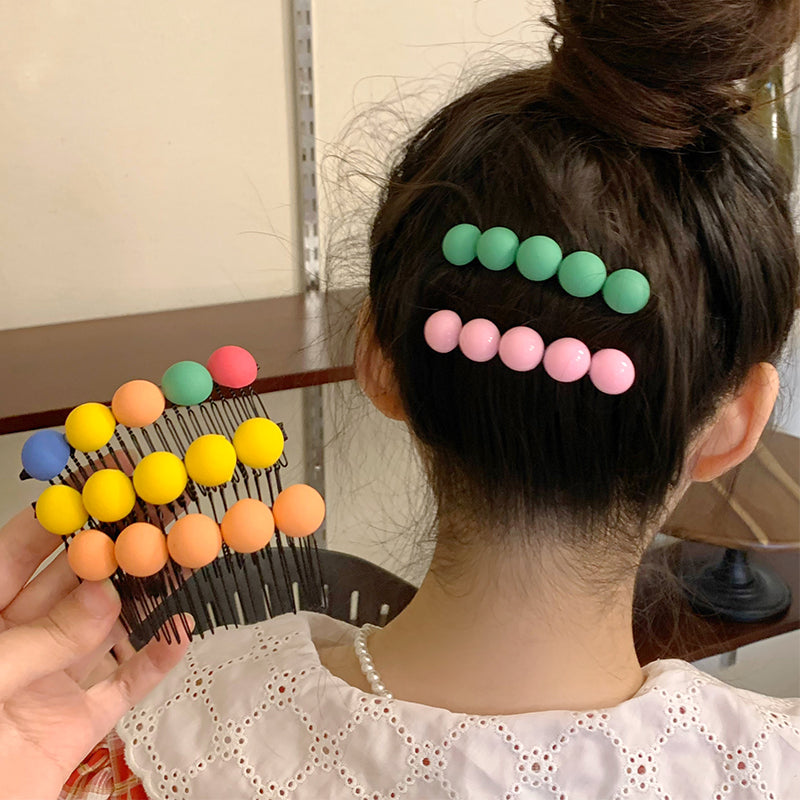 Summer Women's Candy Color Round Bean Hair Comb Organizer