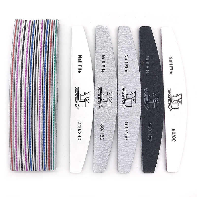 JearlYu High Quality Double-sided Half-month Nail File Strip Manicure Implement