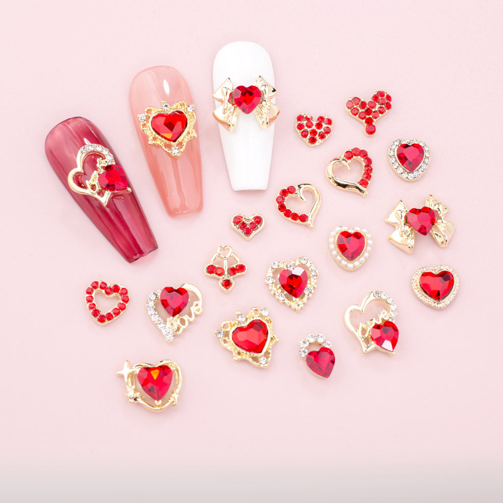 Glass New Year Nail Ornament Red Bow Accessories