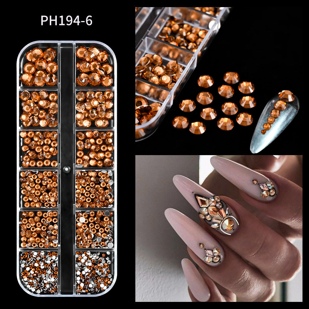 Plaid Nail Beauty Flat Bottom Rhinestone
