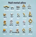 3D Pyramid Mustache Anchor Moon Nail Art Metal Decorations