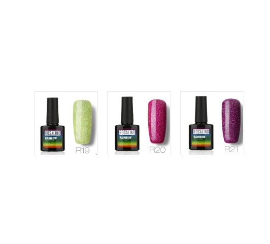 Rosalind Nail free, long-lasting, non-toxic, nail polish, ROSALIND phototherapy glue, star studded rainbow system.