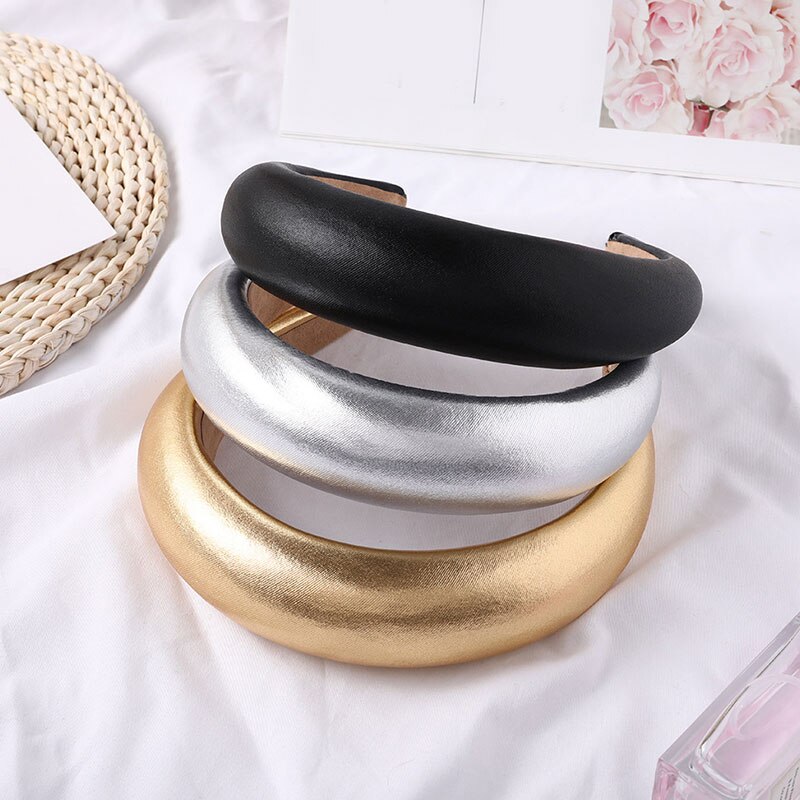 Leather Sponge Thicken Cloth Wide Side Headband
