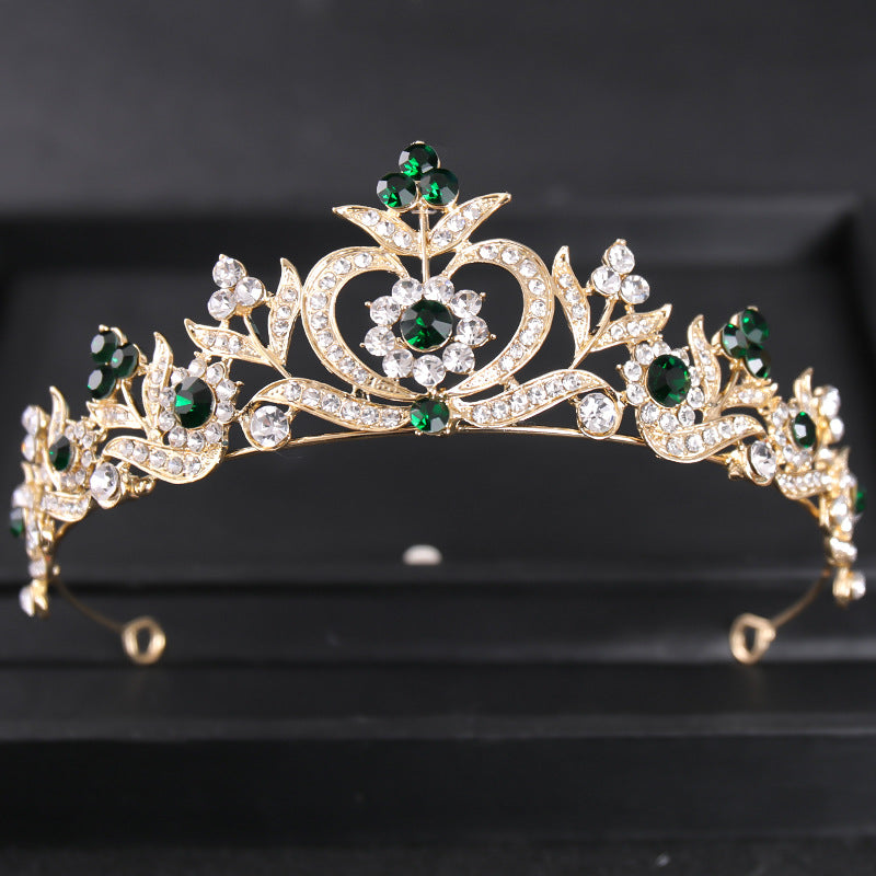 Baroque Bridal European And American Pearl Hair Accessories Alloy Rhinestone Crown