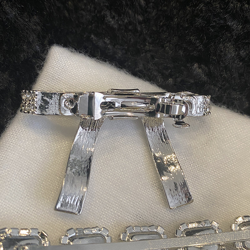 Rhinestone One-word Hairpin Side Chuck Clip