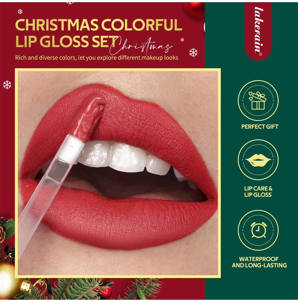 Christmas Gift Christmas Lip Gloss Set 6-Piece Red Matte Velvet Lip Gloss