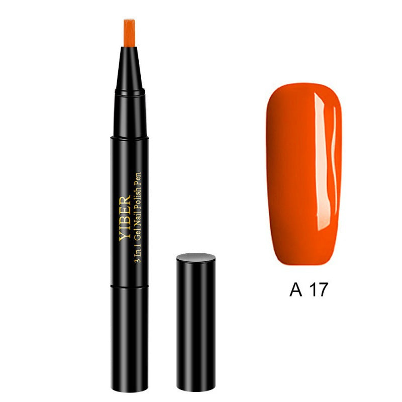 Yiber 5pcs Nail Polish Pen 3 In 1 One Step Glue Pen Multicolor