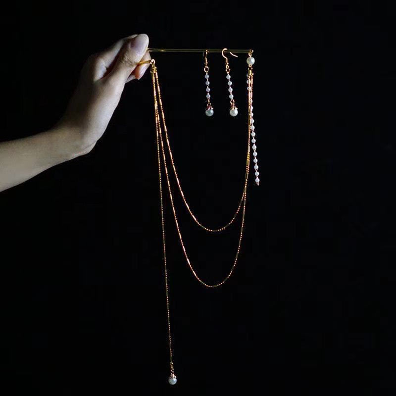 Double Hairpin Alloy Solid Color Hanfu Headdress Female