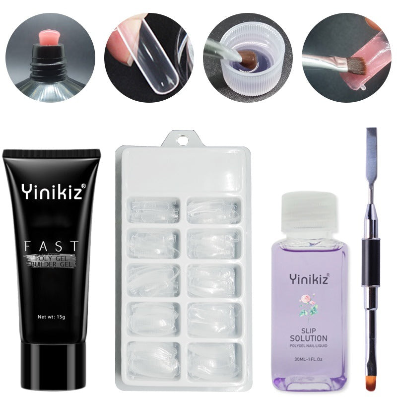 Yinikiz Poly Extension Nail Gel Set 15ml 12 Colors White Clear Crystal UV Builder Gel