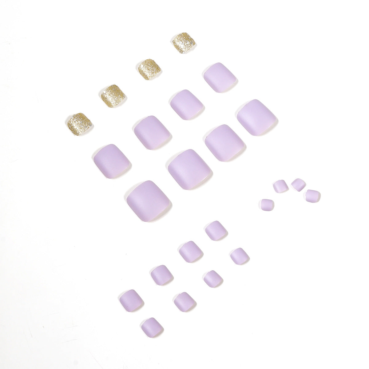 Summer Taro Purple Glitter Toenail Wear Finished Nail Beauty Feet Fake Nails Removable Nail Tip