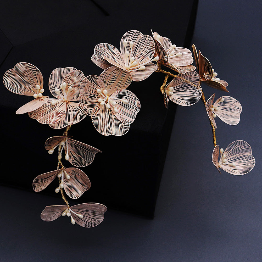 Handmade gold silk petal headband