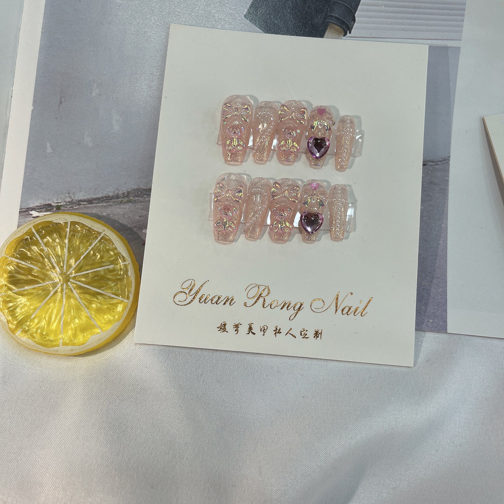 Yuan Rong Nail Heavy Industry Laser Bear Sweet Cool Wearable Nail Art