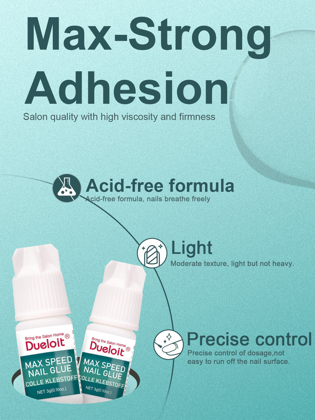 Dueliot Nail Adhesive For Decorative Accessories - No-Cure Formula Quick-Drying Specialized Glue For Nail Salons Strong Bonding Glue For Artificial Nails