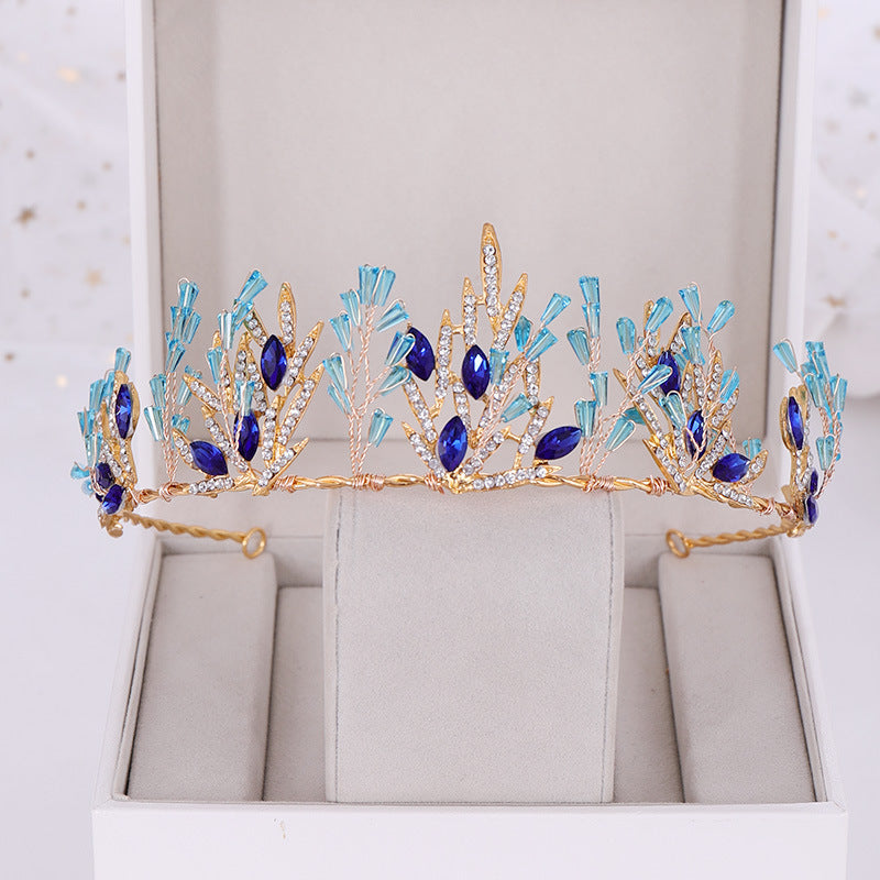Women's Alloy Blue Crystal Crown Headband