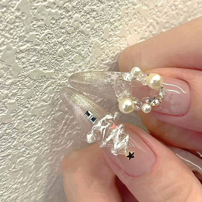 Christmas Cat Eye Flashing Snowflake Christmas Tree Heart-shape Lock Handmade Wear Armor