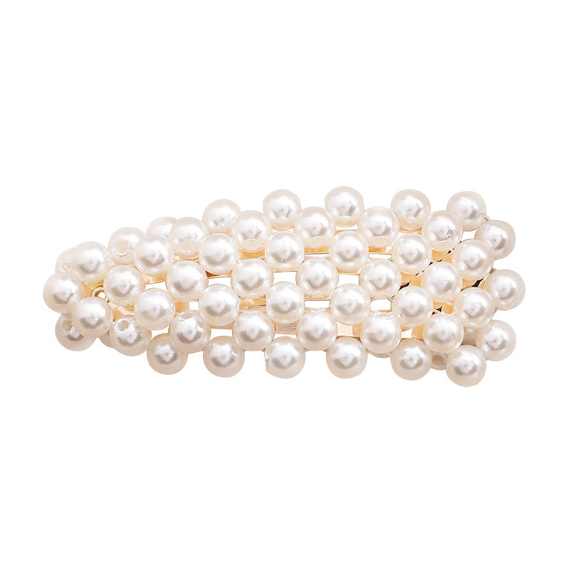 Pearl hairpin simple and practical personality triangle side clip