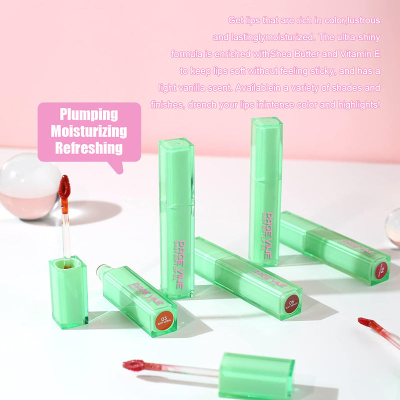Mint Green Square Tube Lip Lacquer Easy To Color And Lasting