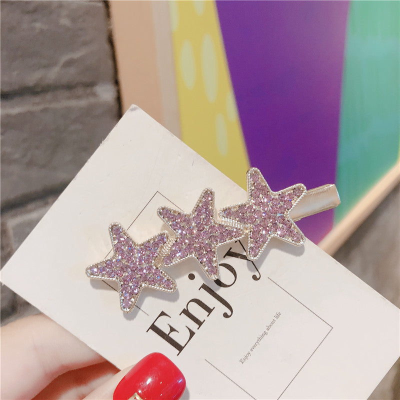 Purple flashing diamond girl full of diamond hair clips