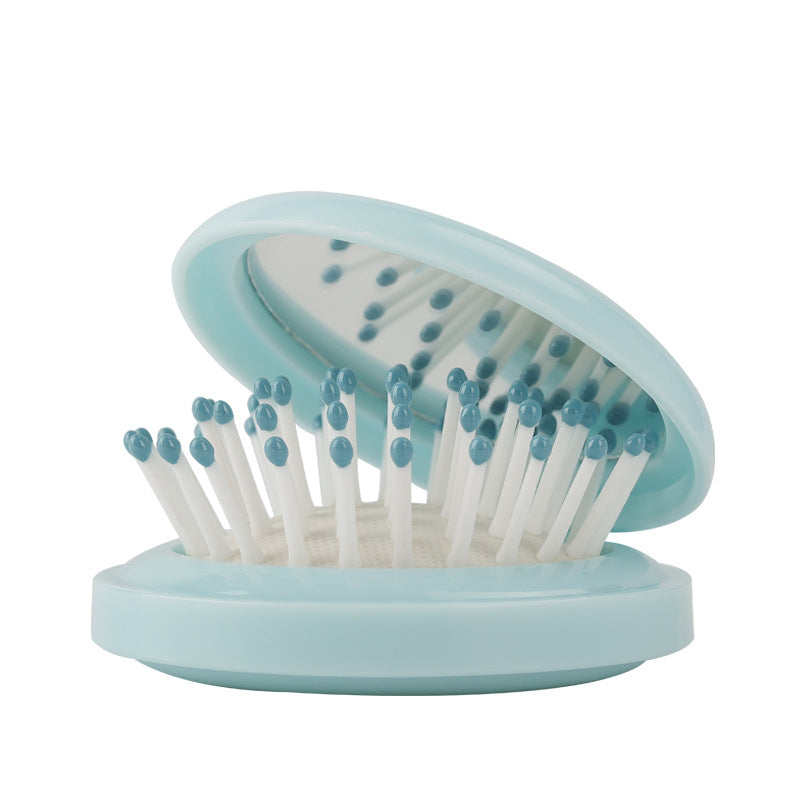 Plastic Portable Folding Comb Mirror Smooth Hair Without Knot
