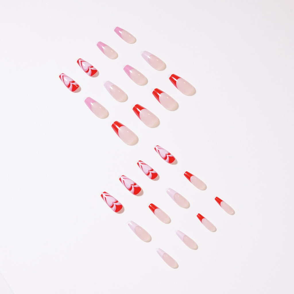 French Peach Heart Wear Finished Nail Beauty Removable Nail Tip
