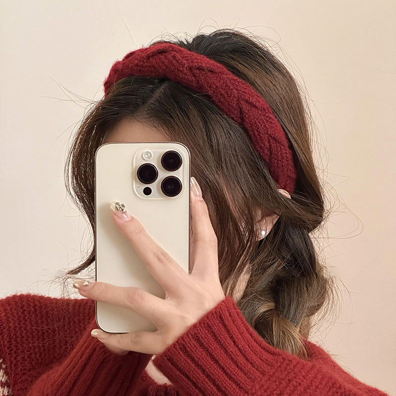 Red Autumn And Winter Sponge Headband High Skull Top High Sense