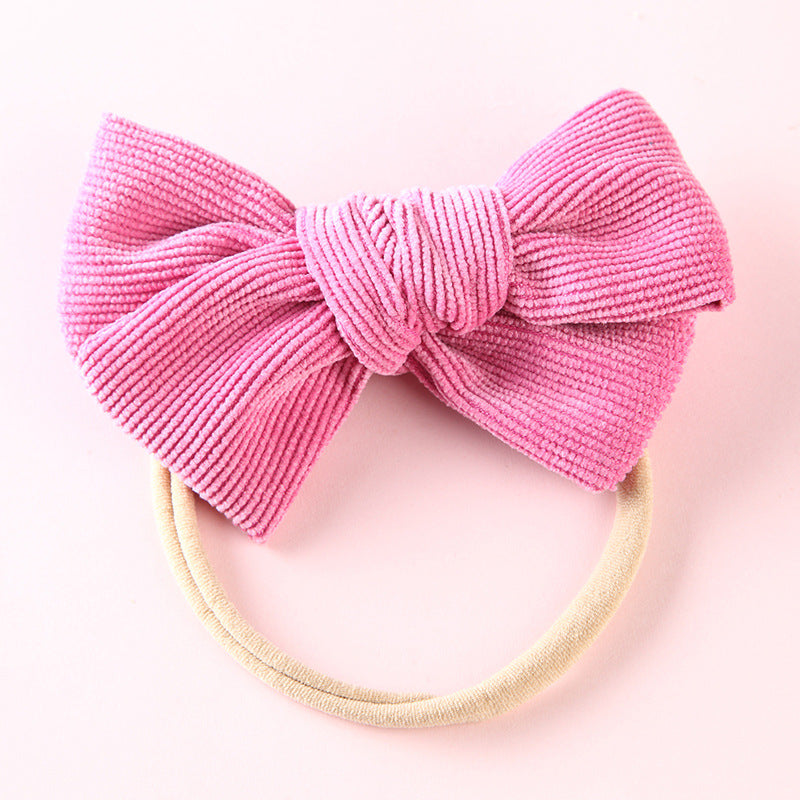 Elastic Nylon Hair Rope 17 Colors Corduroy Bow Baby Hair Tie