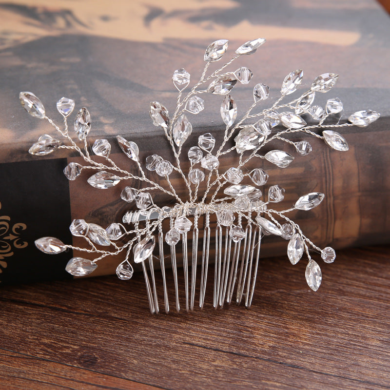 Handmade Glass Crystal Hair Comb For Bride
