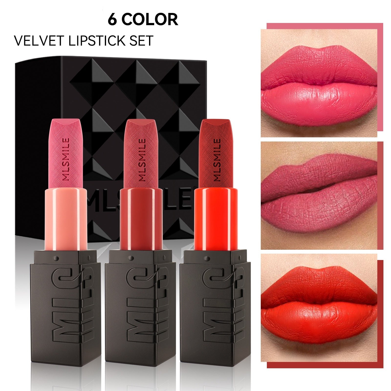 MLSMILE Embossed Lipstick Three Per Package Suit
