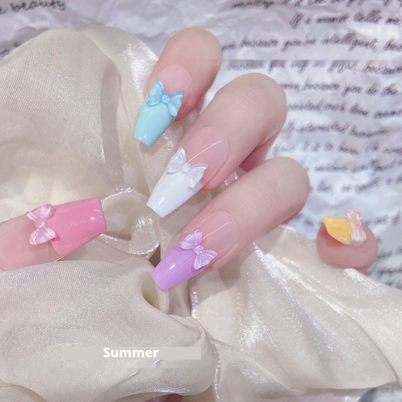 50-piece Ice-Transparent Bow Tie Resin Nail Art Accessories