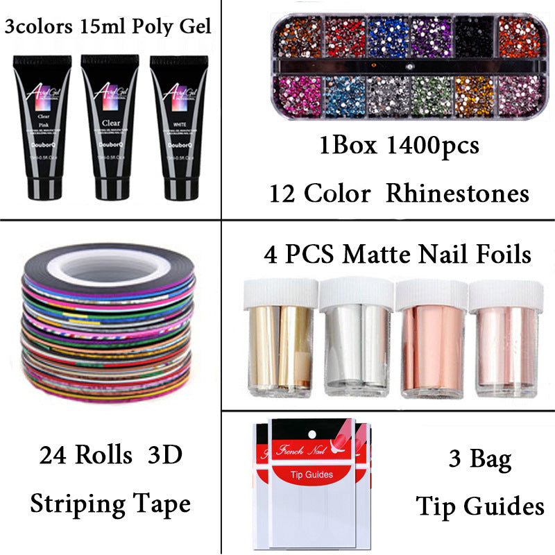 DouborQ Fashion nail extension glue set fiber glass