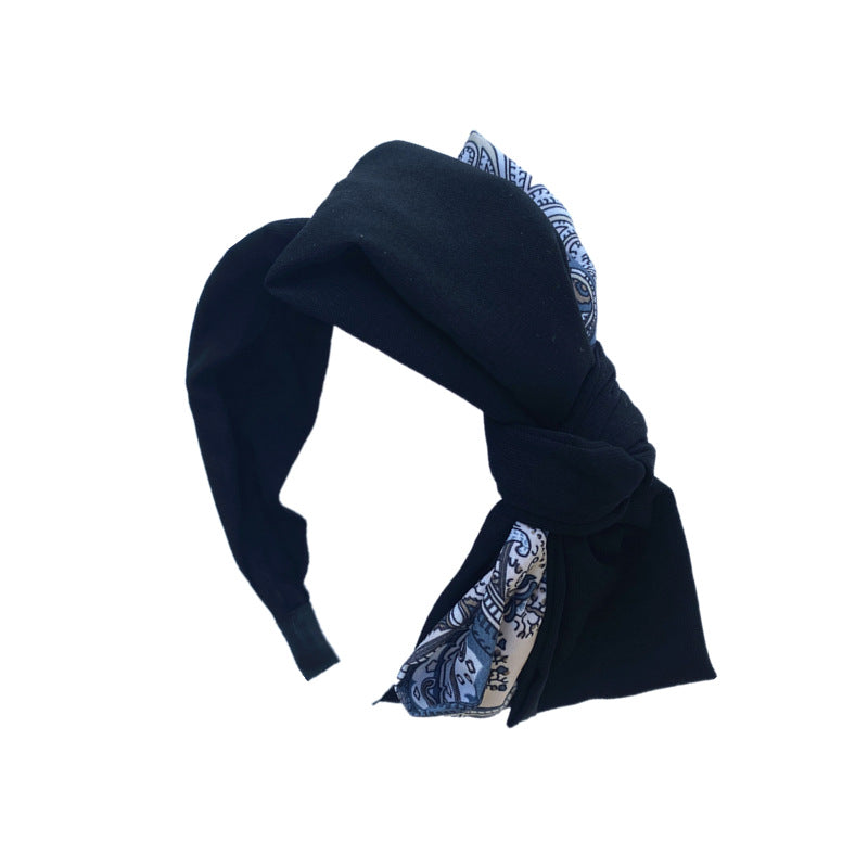 Contrasting color non-slip wide brim headband