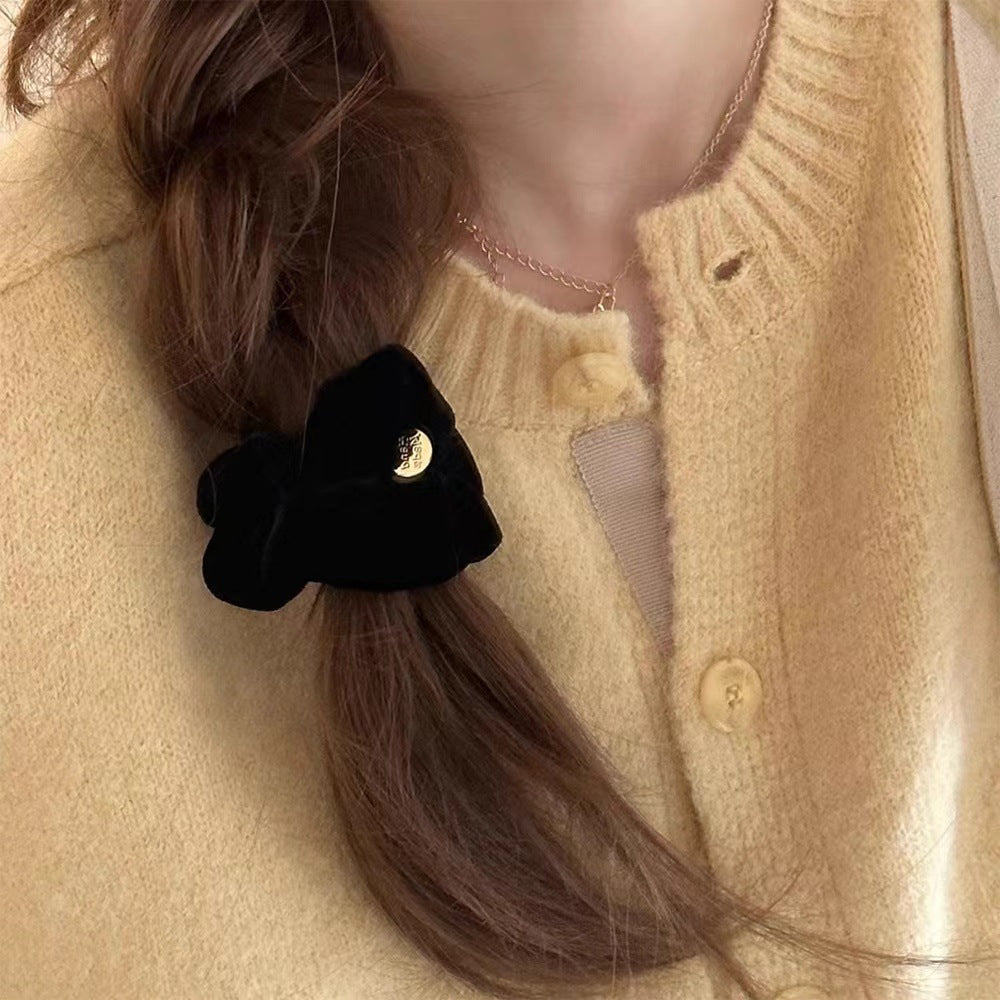 High-end Simple All-match Large Intestine Hair Ring Black Velvet