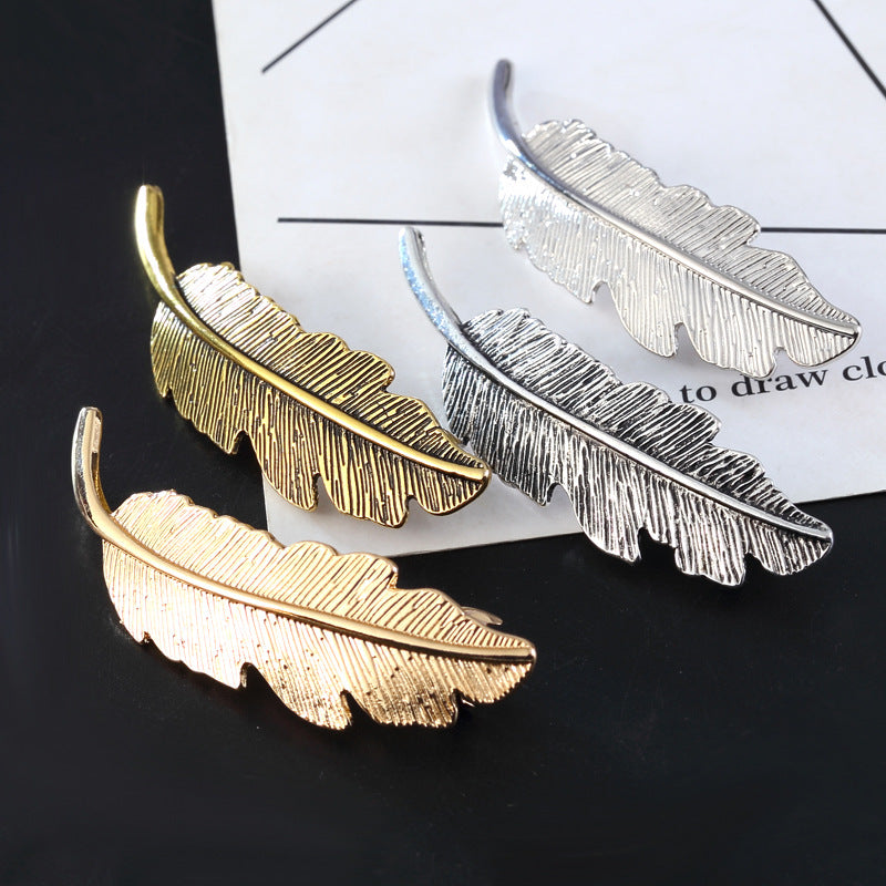 Europe and the United States big leaves feather hairpin fashion lady personality design leaf feather hairpin