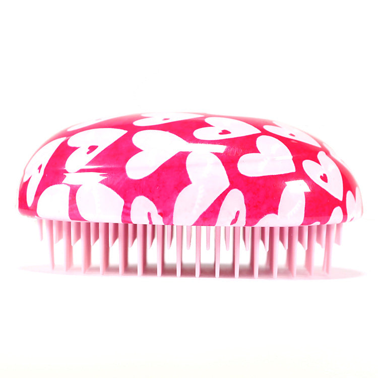 Portable Student Peach Heart Print Salon Massage Comb