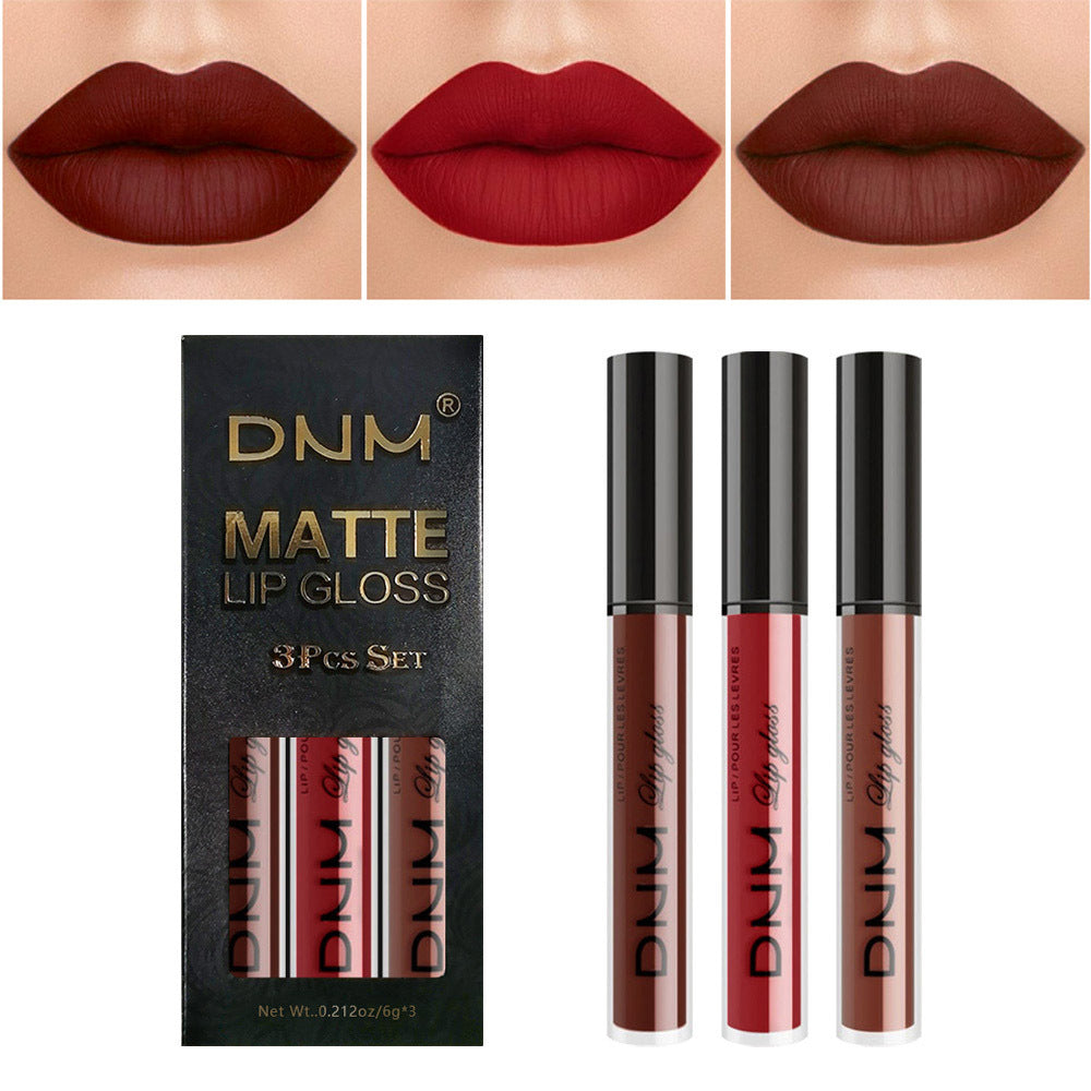 Matte Finish Velvet No Stain On Cup 3 PCs Suit Lip Gloss Liquid Lipstick
