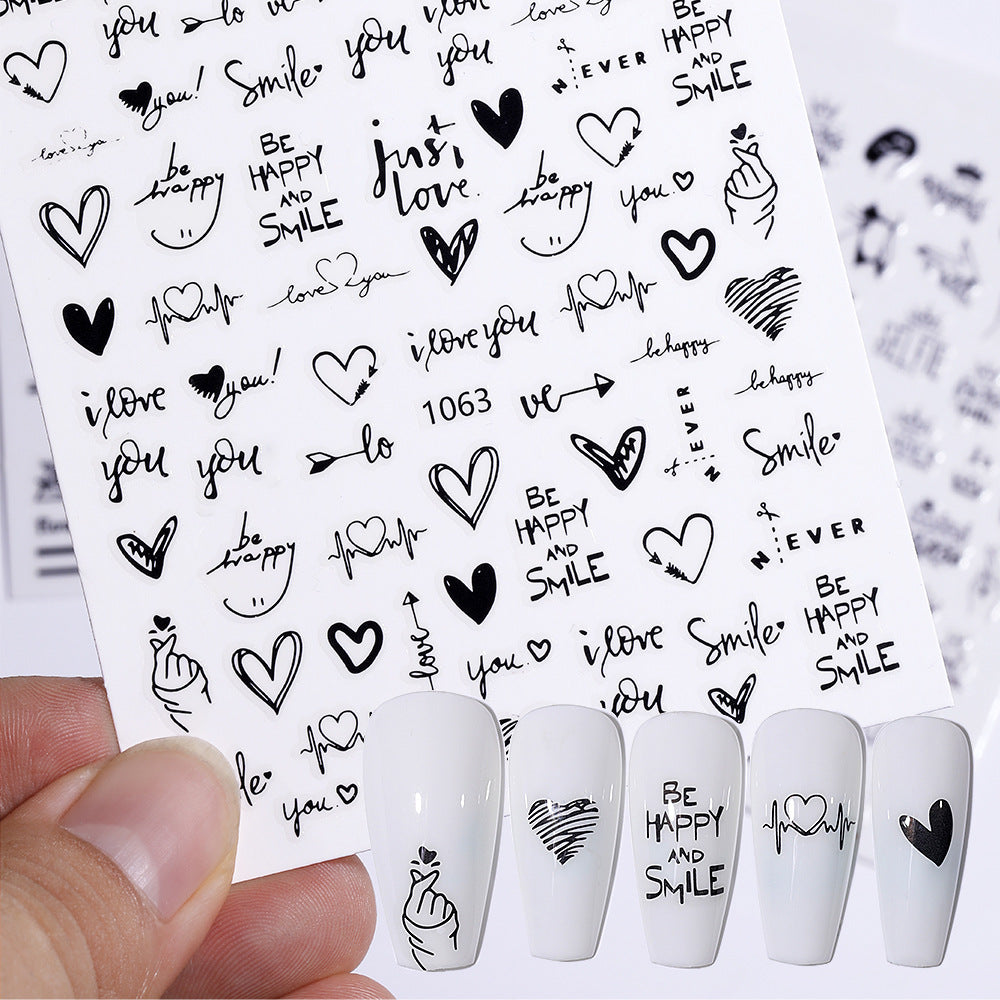 Love Heart English Letter Nail Sticker