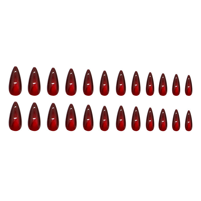 Wine Red Cat Eye Wear Nail Almond Nail Removable Nail Patch