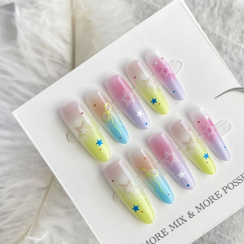 Dopamine Cartoon XINGX Oval Almond Nail Sticker