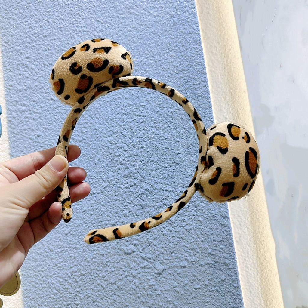 Plush Fluffy Leopard Bow Headband