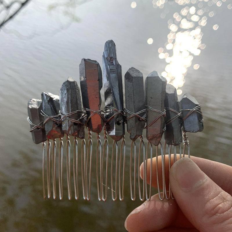 Natural Crystal Bridal Silver Line 20-tooth Hair Comb