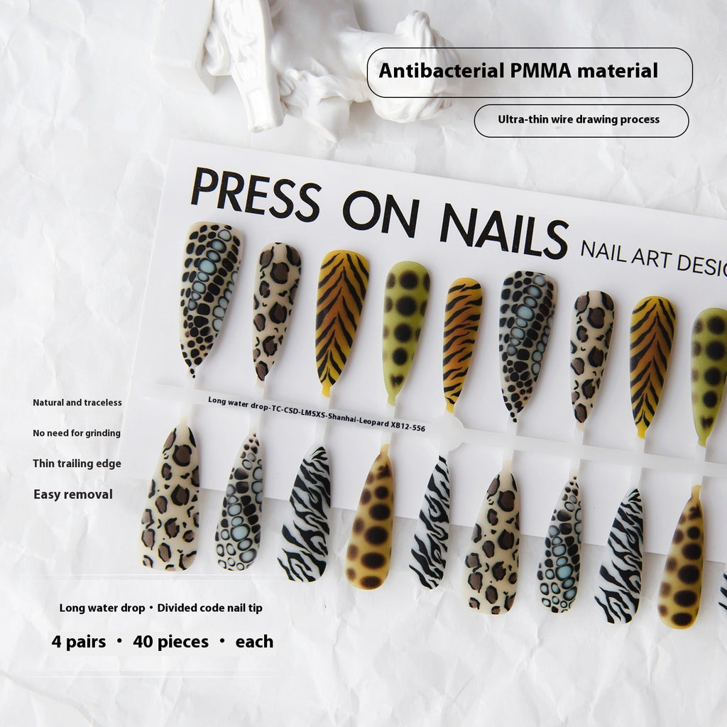 Press On Nails Background Semi-finished Products Prefabricated Nail Tip European And American Wave Mark French Leopard Print