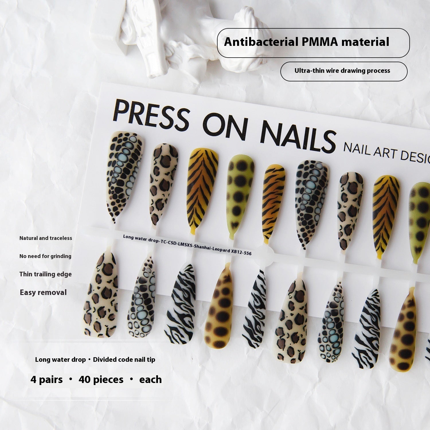 Press On Nails Background Semi-finished Products Prefabricated Nail Tip European And American Wave Mark French Leopard Print