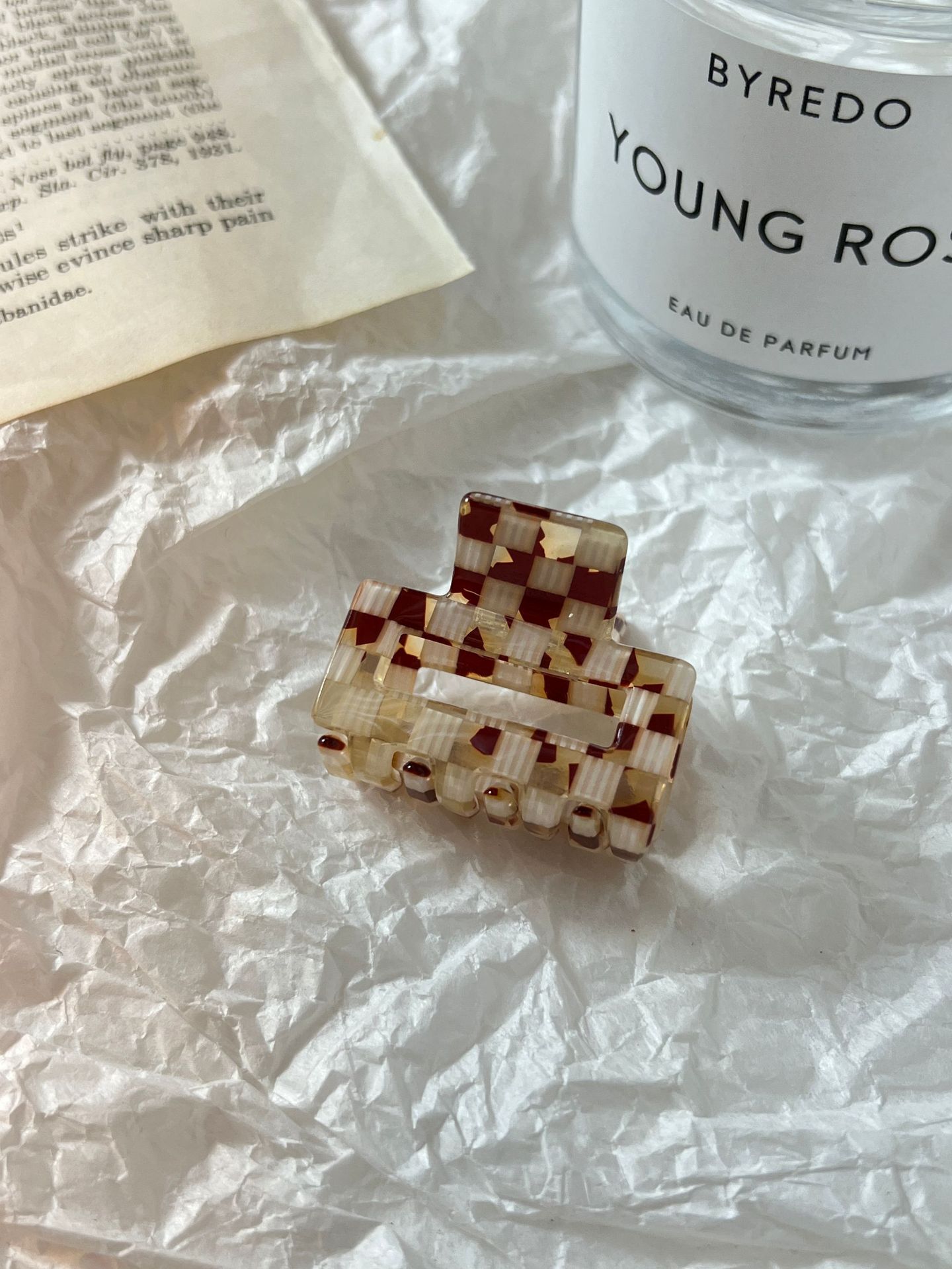 Leopard Print Checkerboard Square Small Hairclip Women
